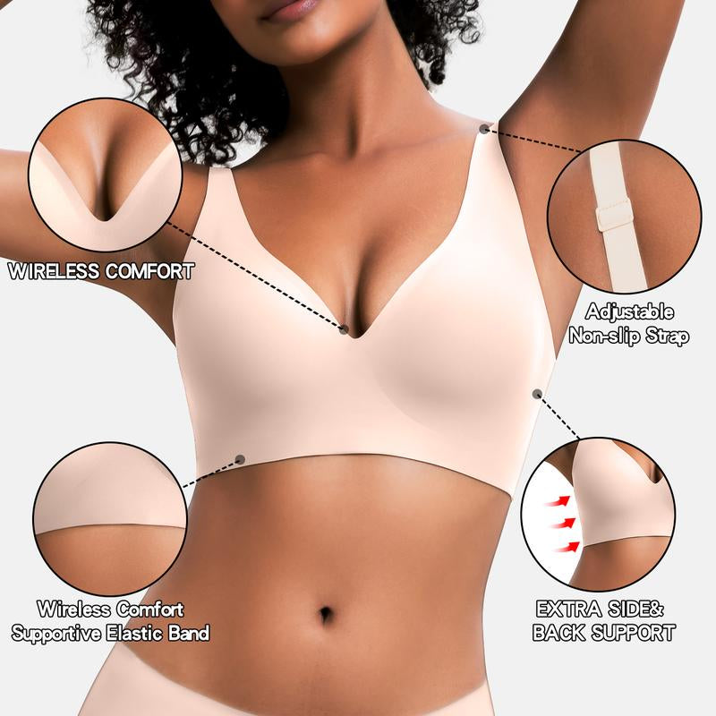 Experience Unmatched Comfort with VRCOMFY Deep V Wireless Push Up Bralettes – Perfect for Everyday Wear!